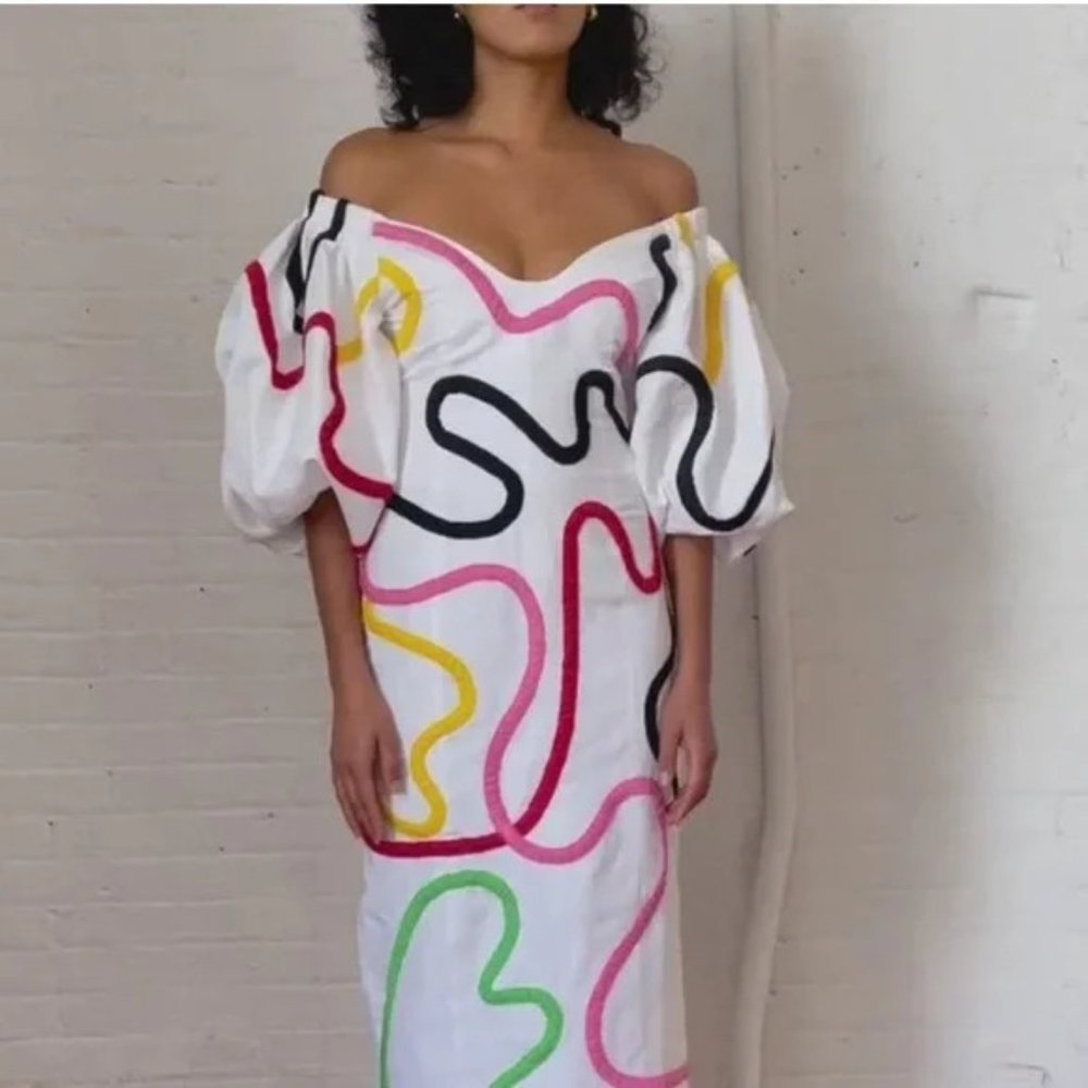 NWOT Mara Hoffman Namari Dress in white Multi Embroidery - Picture 6 of 10
